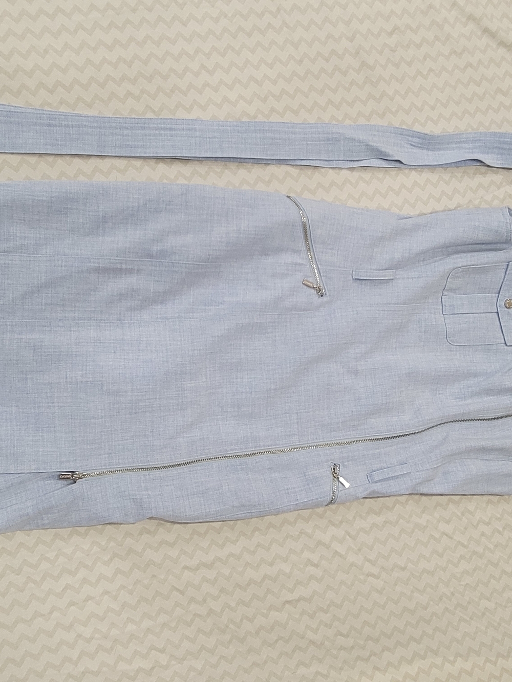 Calvin Klein Sleeveless Light Blue Zip-Front Sheath Dress - Picture 2 of 14